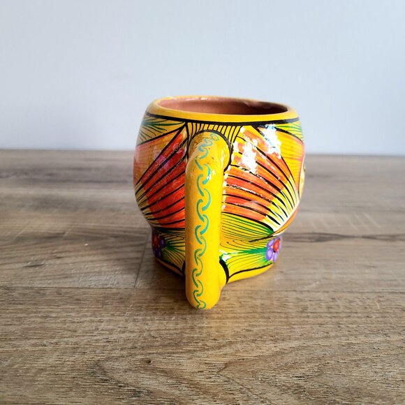 Calaca Mexico Skull handmade hand painted mug. - Picture 4 of 6